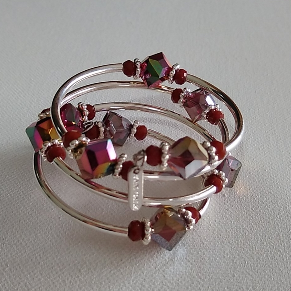 ✋crafted/ Squ.TOPAZ Crystal/Cherub Charm BRACELET - Picture 3 of 4